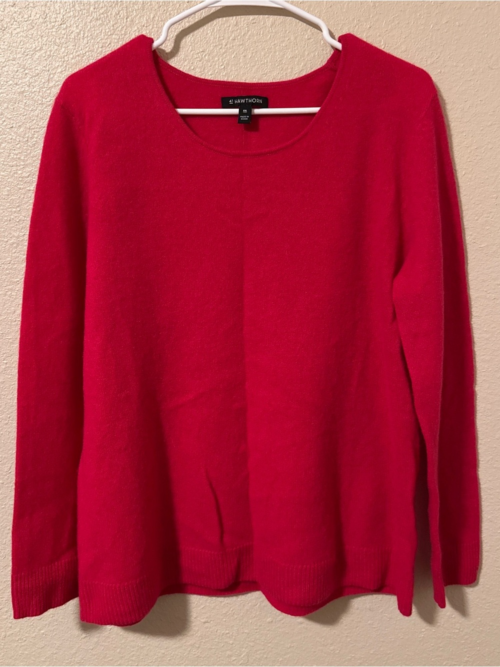 41 Hawthorn Women's XXL 100% Cashmere Sweater Fuchsia Pink Crew Neck AS IS